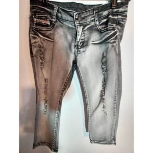 Diesel black washed distressed capri jeans pants size 29